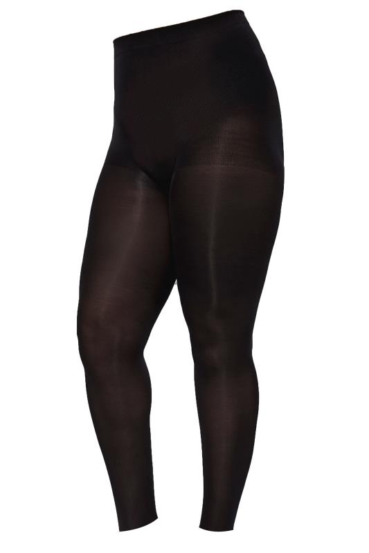 Plus Size Black Slimming Control Footless Tights | Yours Clothing 4