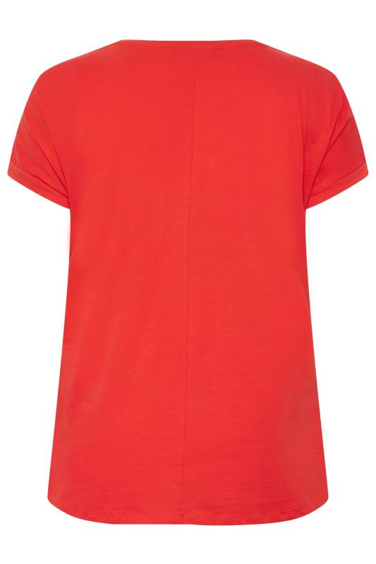 YOURS Plus Size Red Floral Mesh Panel T-Shirt | Yours Clothing 7