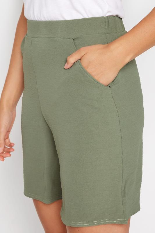 LTS Tall Women's Khaki Green Textured Shorts | Long Tall Sally  3
