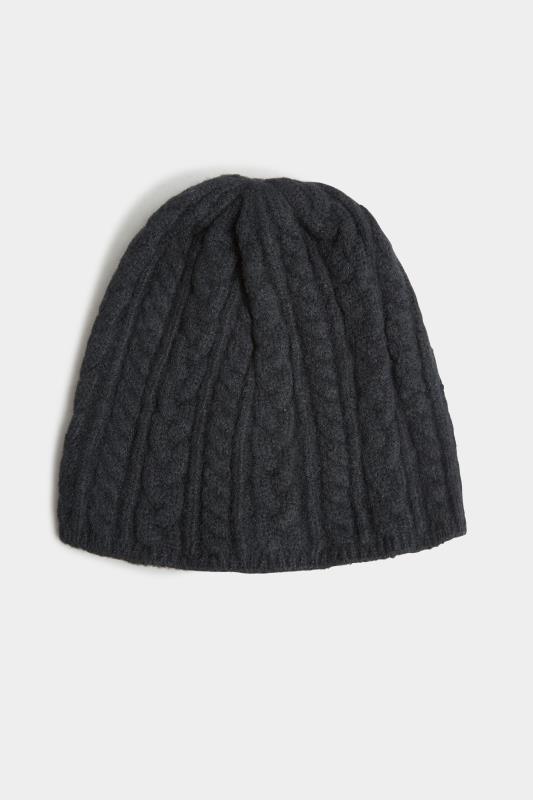 Plus Size  Black Cable Beanie Hat