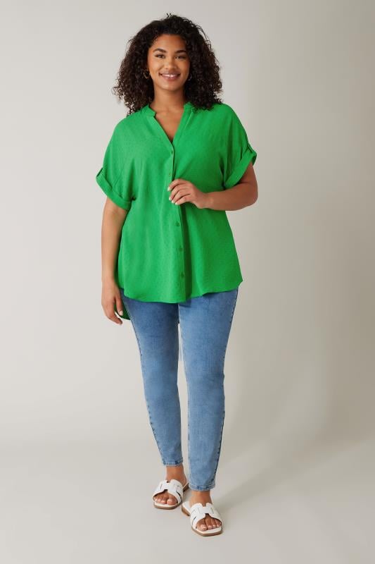 EVANS Plus Size Green Short Sleeve Blouse | Evans 2