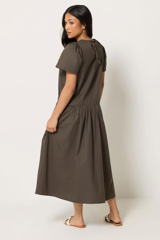 PixieGirl Petite Women's Chocolate Brown Cotton Poplin Maxi Dress | PixieGirl 2