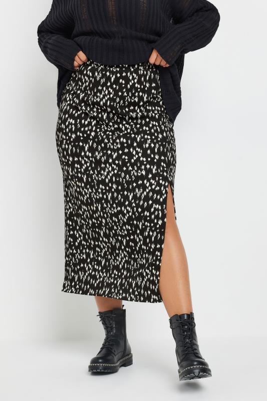 Plus Size  YOURS Curve Black Abstract Print Textured Midaxi Skirt