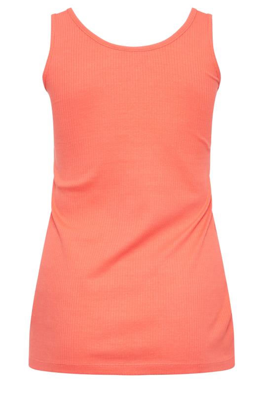 YOURS Plus Size Coral Orange Popper Vest Top | Yours Clothing 8