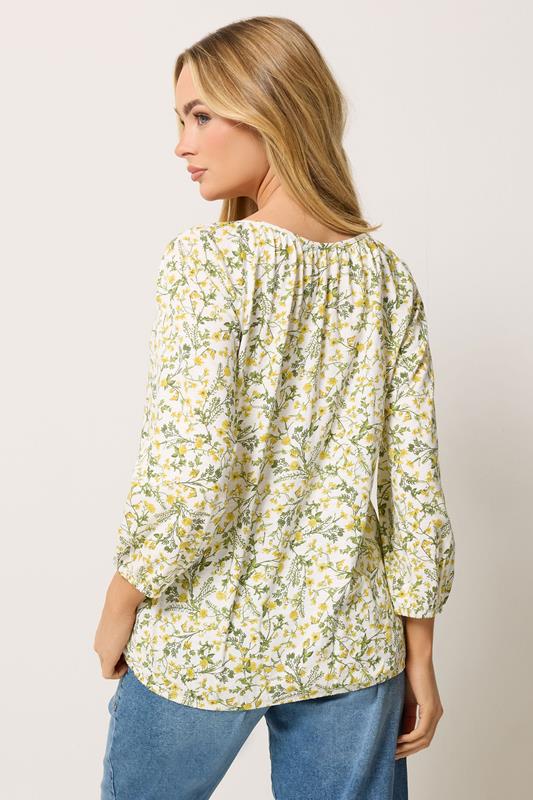 M&Co White & Yellow Floral Button Down Cotton Blouse | M&Co 2