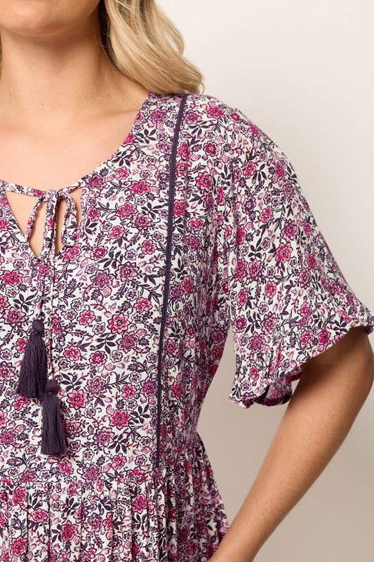YOURS Plus Size Pink Floral Print Dress | Yours Clothing  4