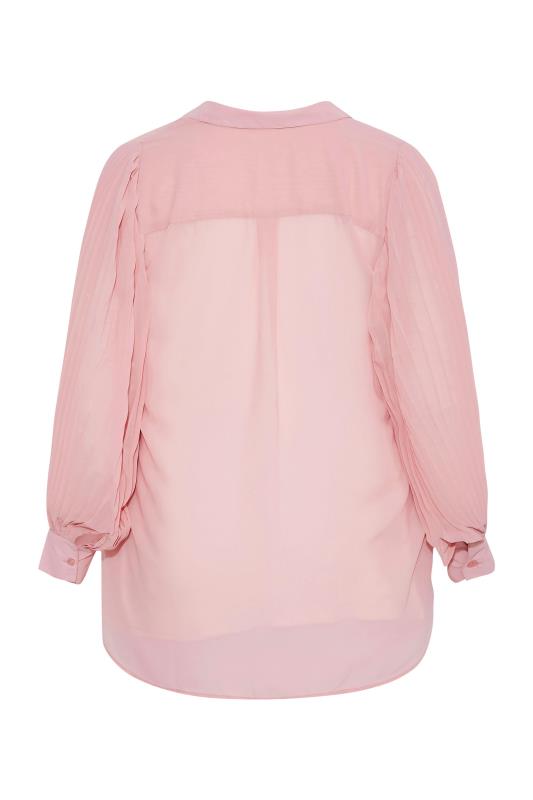 YOURS LONDON Curve Pink Pleated Sleeve Chiffon Shirt_BK.jpg