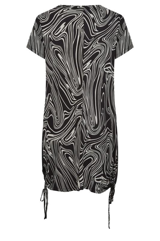 YOURS Plus Size Black Marble Print Mesh Front Dress | Yours Clothing 6