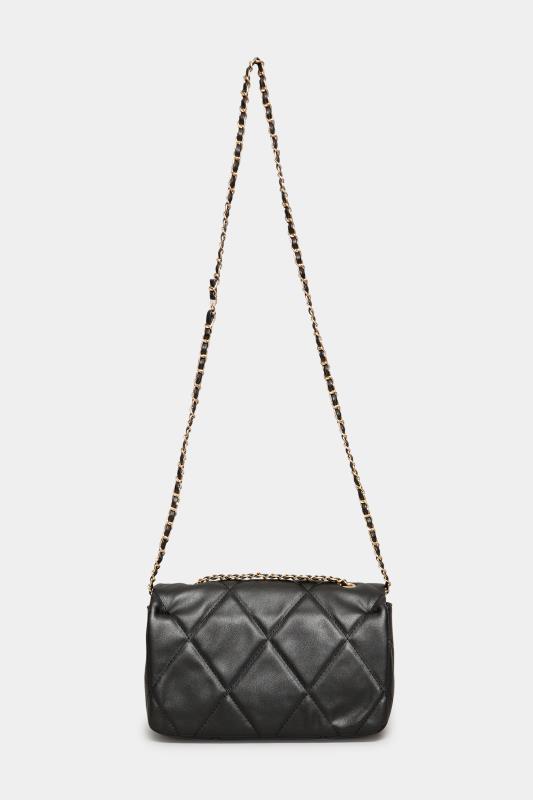 Black Studded Quilted Chain Bag | Yours Clothing 4