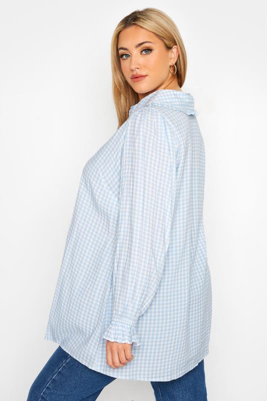 LIMITED COLLECTION Curve Baby Blue Gingham Collar Shirt 3