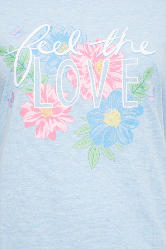 YOURS Plus Size Light Blue 'Feel The Love' Printed Nightdress | Yours Clothing 4