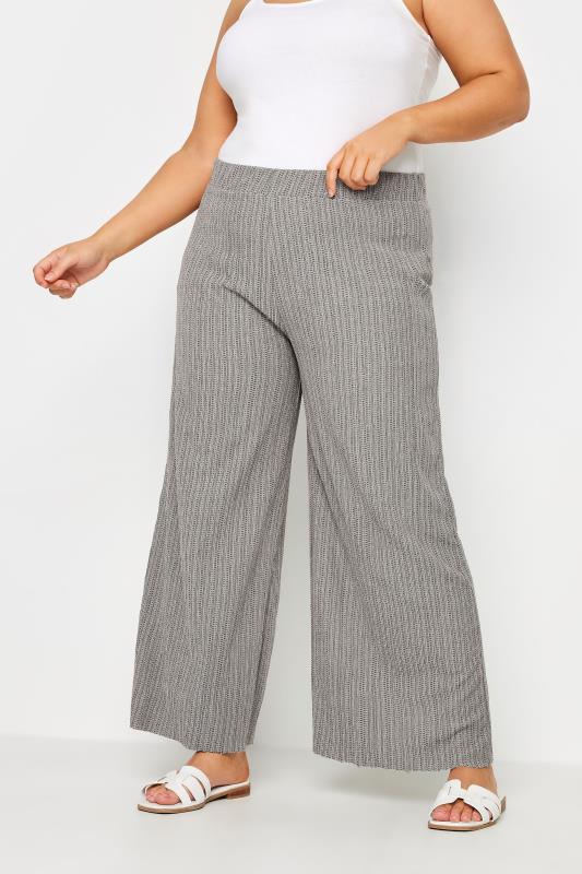 YOURS Plus Size Grey Wide Leg Trousers | Yours Clothing 1