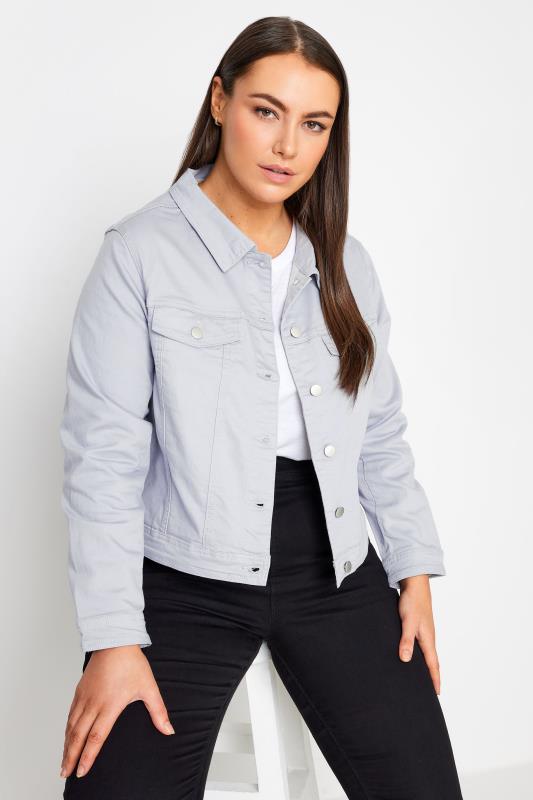 Plus Size  Evans Grey Cropped Denim Jacket