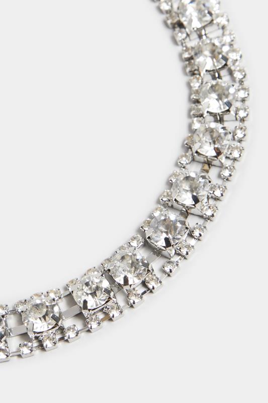 Silver Diamante Choker Necklace | Yours Clothing 4