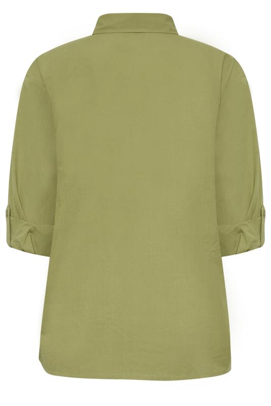 PixieGirl Olive Green Oversized Cotton Shirt | PixieGirl  7