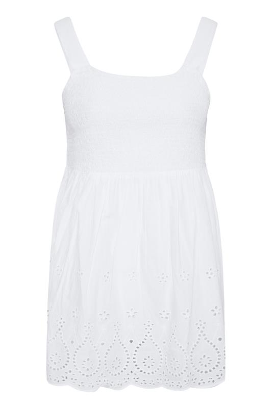 Curve White Shirred Broderie Anglaise Vest Top 6