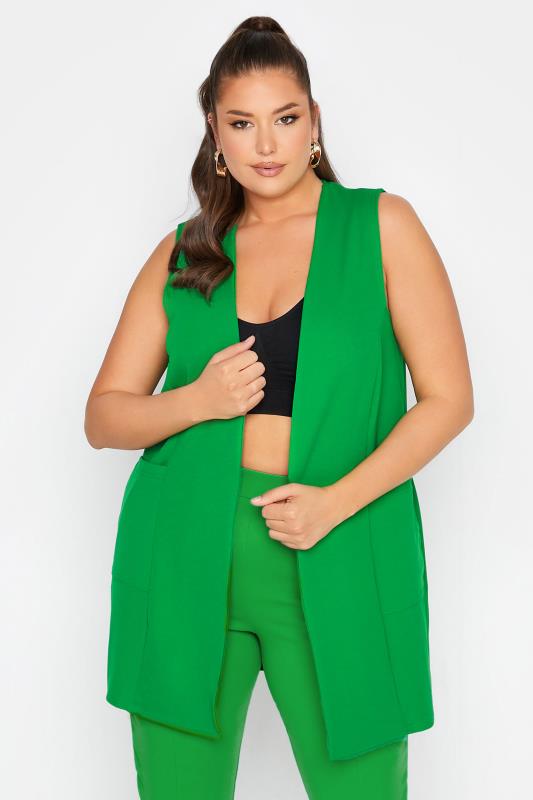 LIMITED COLLECTION Curve Bright Green Sleeveless Blazer 1