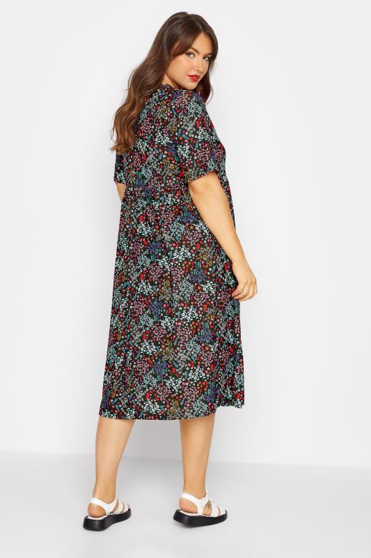 LIMITED COLLECTION Plus Size Black Floral Print Smock Dress | Yours Clothing 3