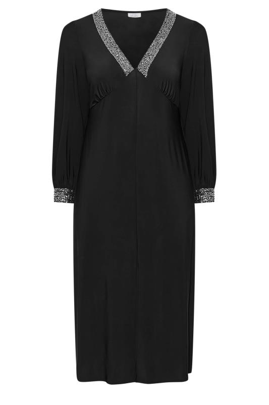 YOURS LONDON Plus Size Black Sequin Split Front Dress | Yours Clothing 6
