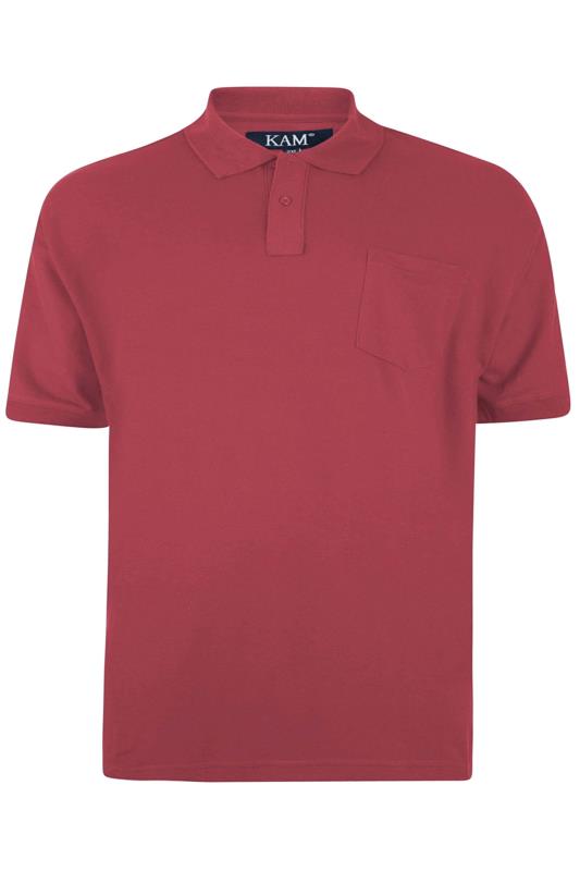 KAM Big & Tall Red Pocket Polo Shirt 2