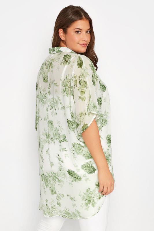 Plus Size Green Floral Print Batwing Blouse | Yours Clothing  3