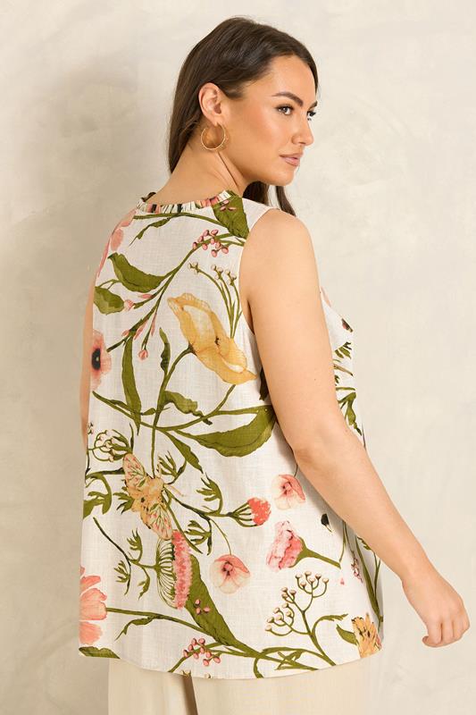 EVANS Plus Size Natural Floral Print Swing Vest Top | Evans 2