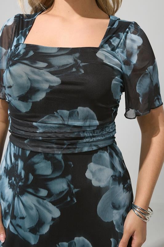 YOURS LONDON Plus Size Black Floral Square Neck Maxi Dress | Yours Clothing 4