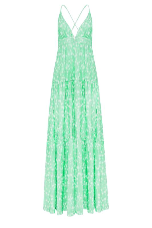 LTS Tall Mint Green Spot Print Cross Back Tiered Maxi Dress 7