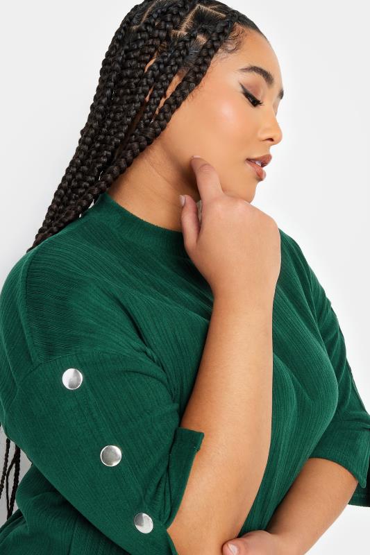 YOURS Plus Size Green Soft Touch Button Detail Mini Dress | Yours Clothing 4
