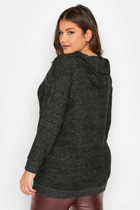 Plus Size Womens Curve Charcoal Grey & Black Sequin Star Hoodie | Yours Clothing 3