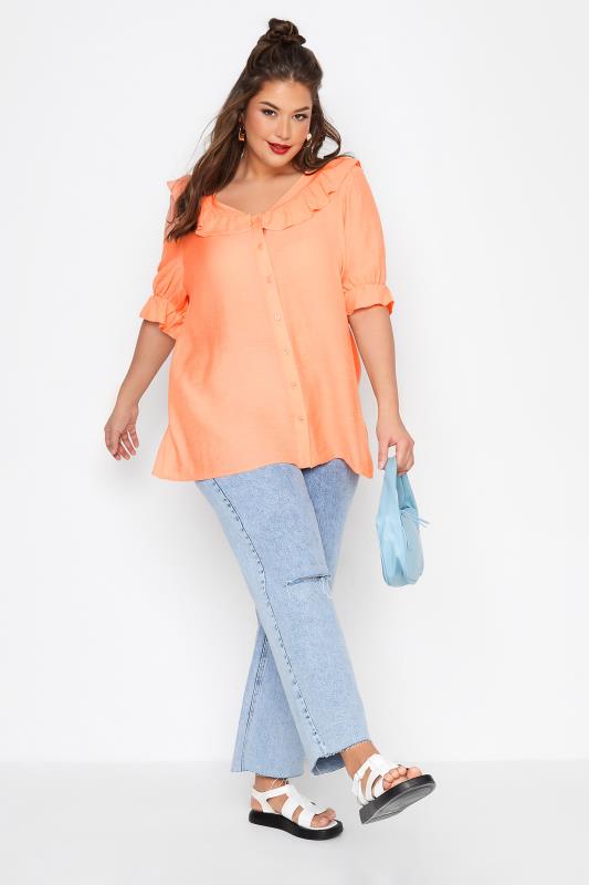 LIMITED COLLECTION Curve Orange Frill Blouse_B.jpg