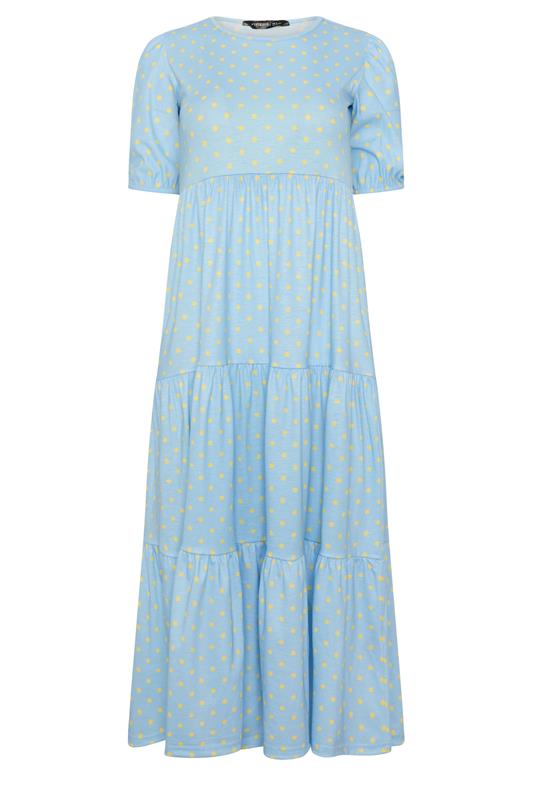 PixieGirl Petite Women's Light Blue Polka Dot Tiered Maxi Dress | PixieGirl 5