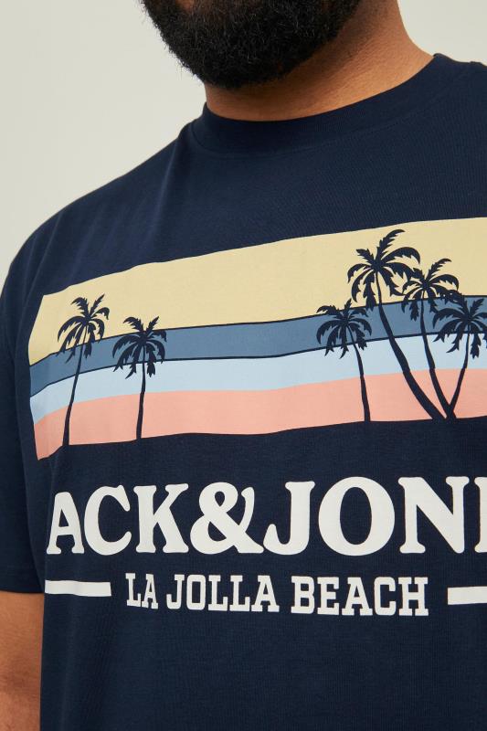 JACK & JONES Big & Tall Navy Blue Malibu T-Shirt 2