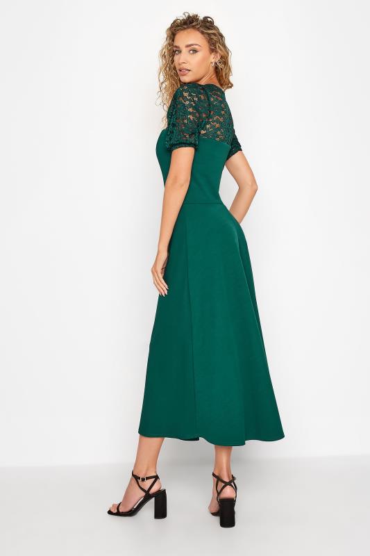 LTS Tall Forest Green Lace Midi Dress 3