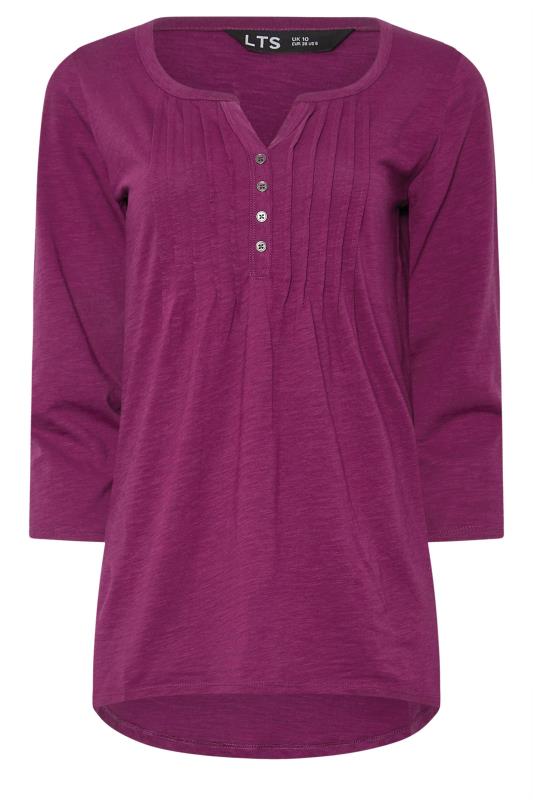 LTS Tall Purple Cotton Henley Top | Long Tall Sally 5