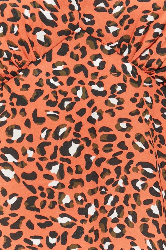Petite Orange Leopard Print Tea Blouse | PixieGirl 5