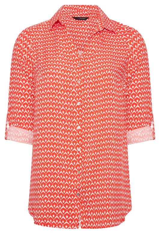YOURS Plus Size Orange Geometric Print Button Through Shirt | Yours Clothing 5
