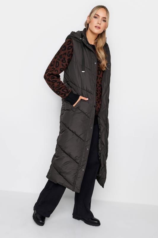 Tall  LTS Tall Black Quilted Longline Hooded Gilet