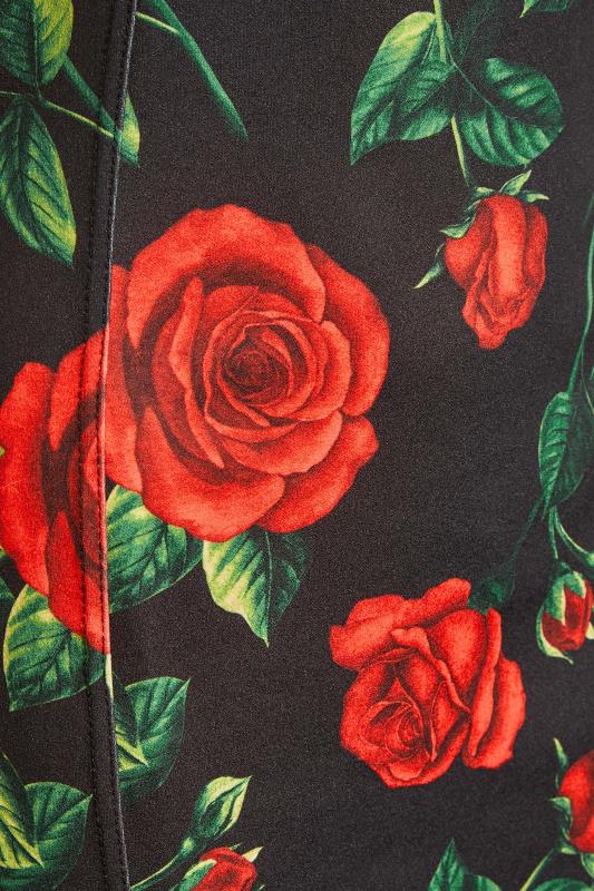 LTS Tall Women's Black Rose Print Scuba Notch Neck Midi Dress | Long Tall Sally 5