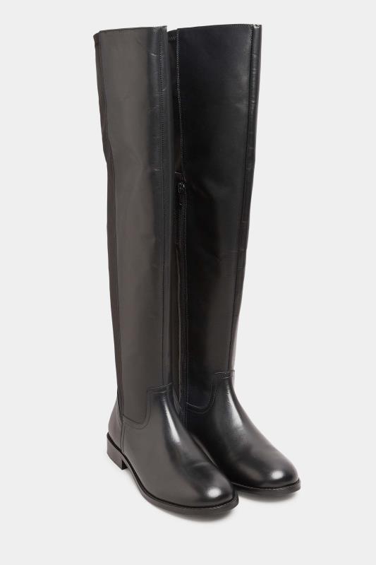 LTS Black 50/50 Stretch Over The Knee Leather Boots In Standard D Fit | Long Tall Sally 2