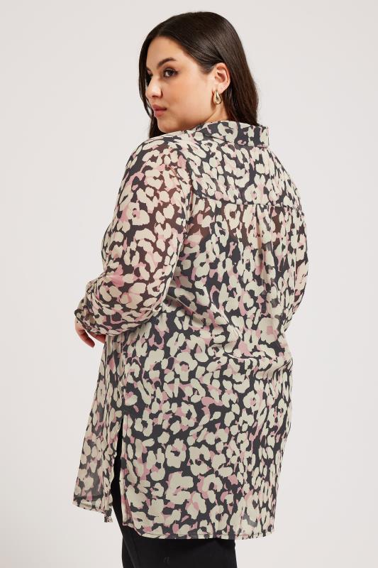 YOURS LONDON Plus Size Pink Animal Print  Longline Shirt | Yours Clothing 3