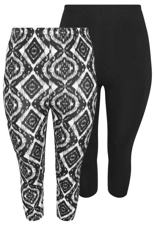 YOURS Plus Size 2 PACK Black Aztec Print Cropped Leggings | Yours Clothing 7