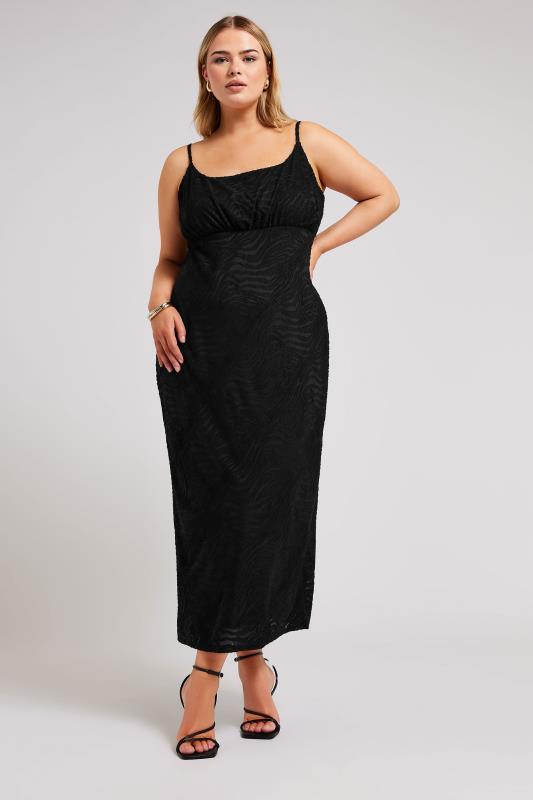 YOURS LONDON Plus Size Black Zebra Jacquard Maxi Dress | Yours Clothing 3