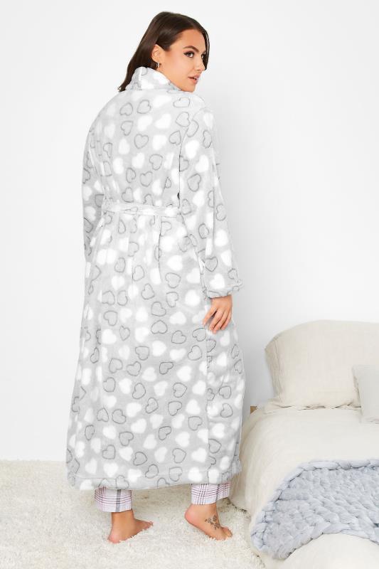 Plus Size Grey Heart Maxi Dressing Gown | Yours Clothing  3