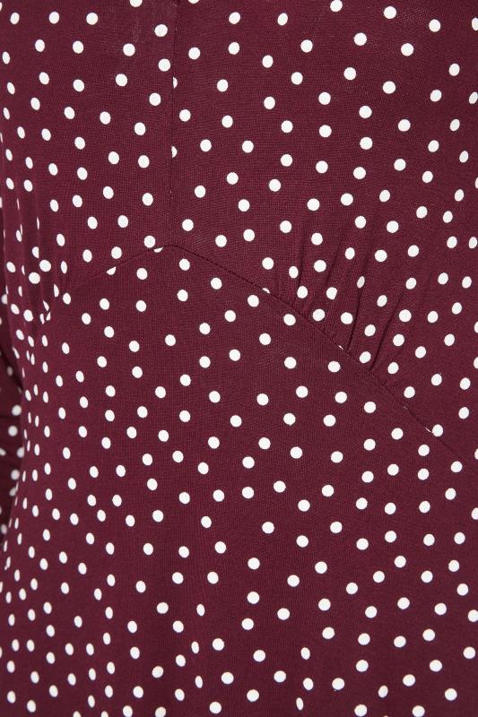 LTS Tall Berry Red Polka Dot Print Midi Dress_S.jpg