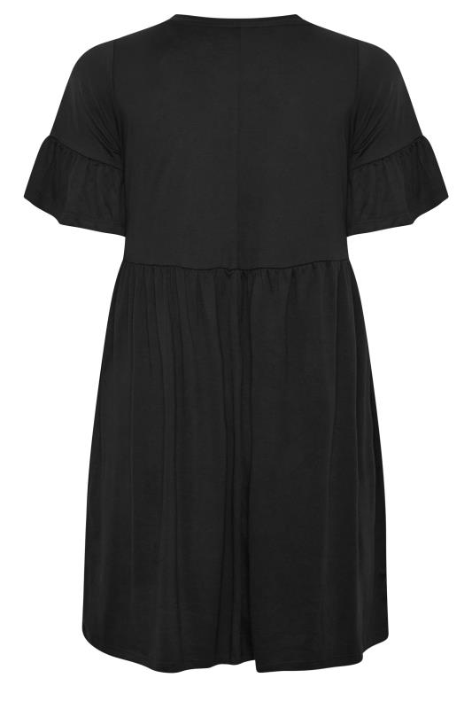 YOURS Plus Size Black Frill Sleeve Smock Dress | Yours Clothing 7