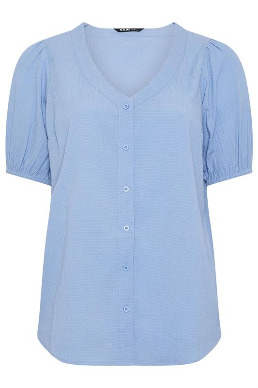 YOURS Plus Size Blue Button Textured Blouse | Yours Clothing 5
