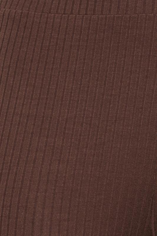 YOURS Plus Size Chocolate Brown Ribbed Leggings