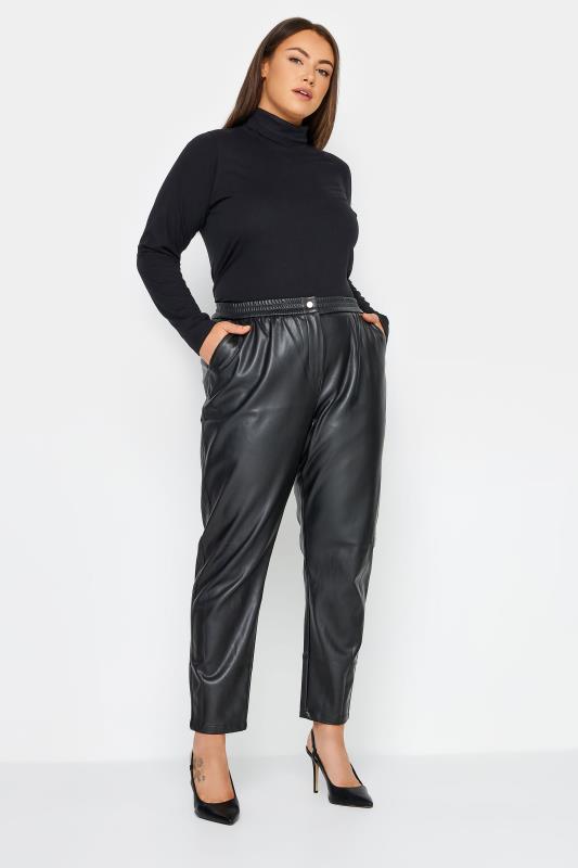 Evans Black Vegan Leather Trousers 2