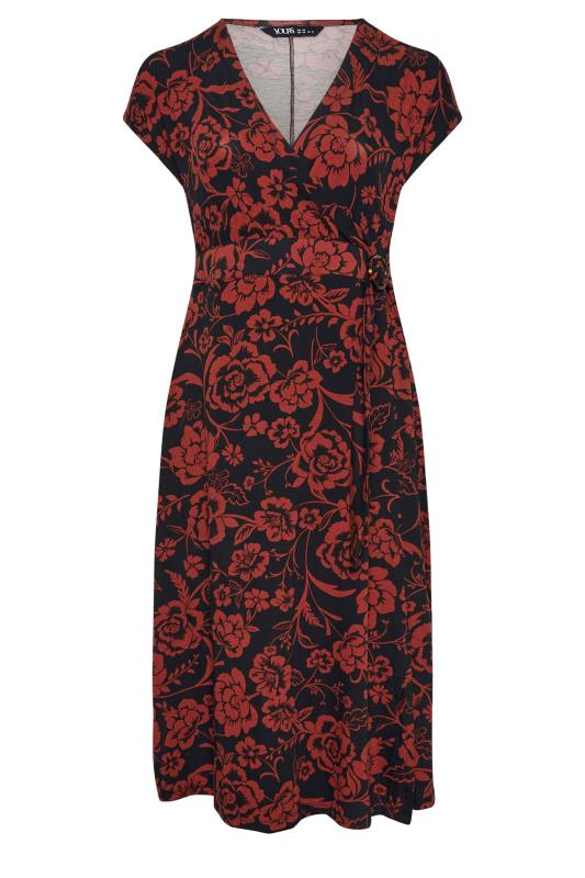 YOURS Plus Size Red Floral Print Wrap Dress | Yours Clothing 5